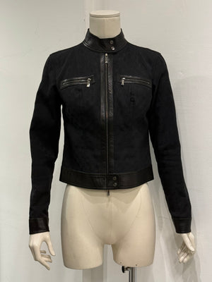 A/W2000 Gucci by Tom Ford monogram canvas jacket with leather trim