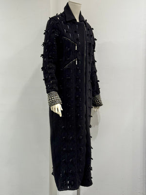 A/W2004 Christian Dior laced studded maxi wool coat