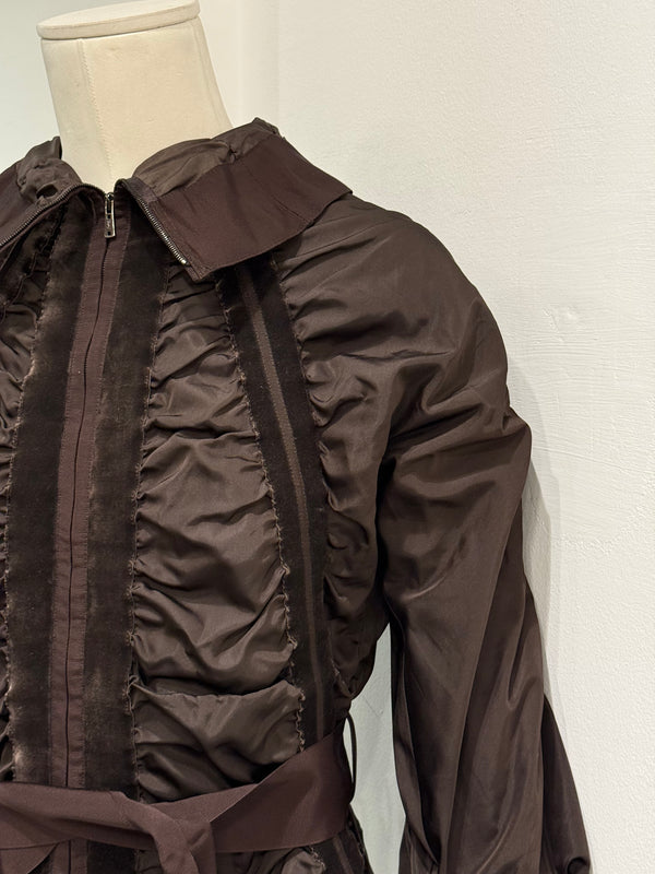 A/W2002 Yves Saint Laurent by Tom Ford ruched velvet jacket with bow belt