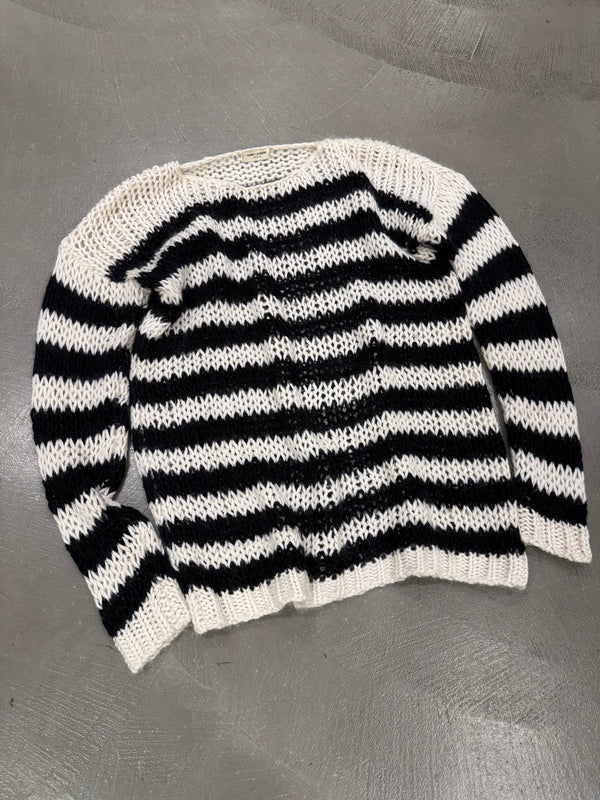 A/W2015 Saint Laurent runway stripe mohair lose sweater