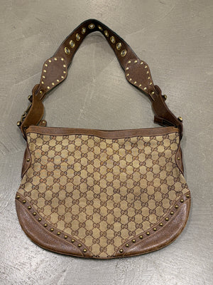 S/S2005 Gucci canvas monogram GG shoulder bag with web detailed strap