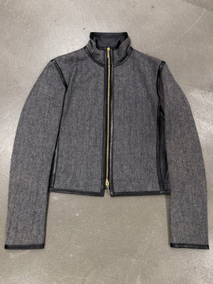 A/W2000 Gucci by Tom Ford runway set leather trip jacket & skirt