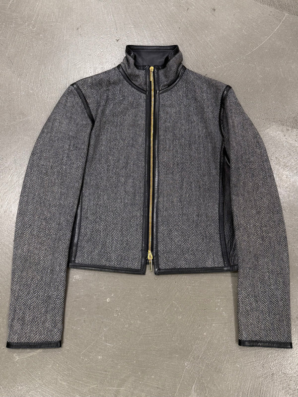 A/W2000 Gucci by Tom Ford runway set leather trip jacket & skirt