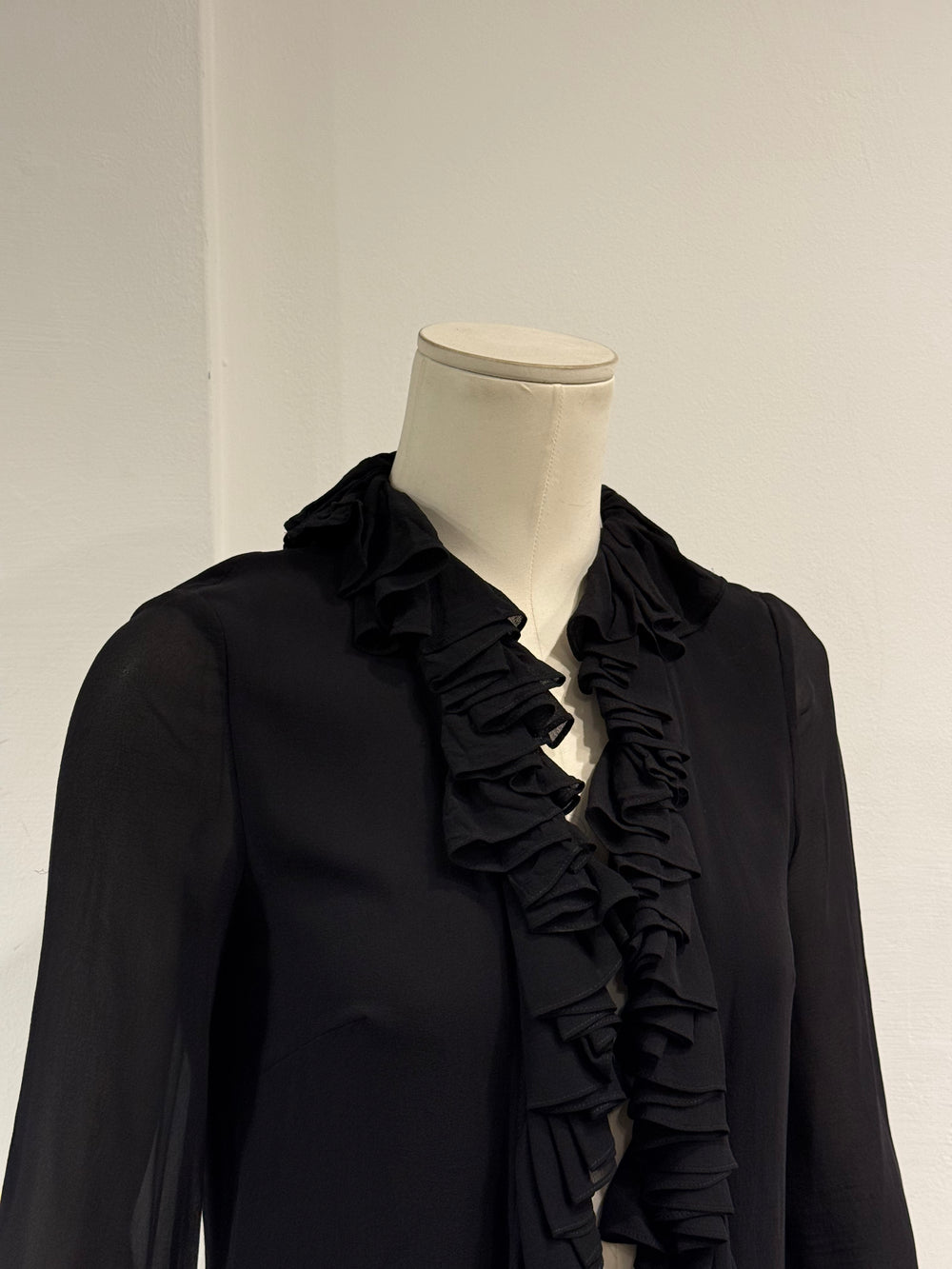 1990s Dolce & Gabbana ruffle trim silk jacket