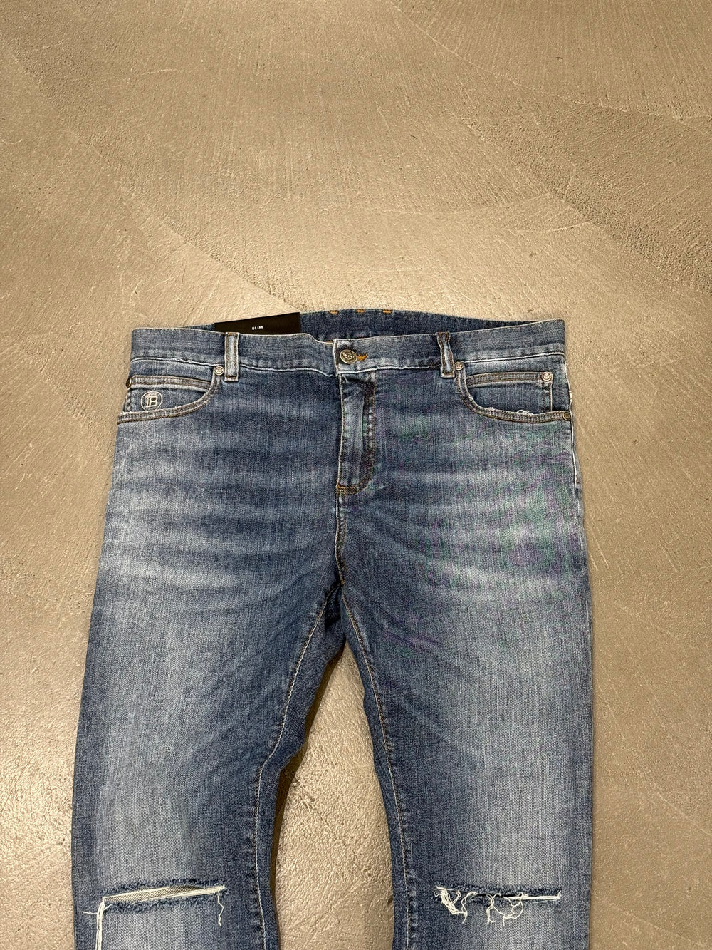 2010s Balmain distressed slim denim jeans