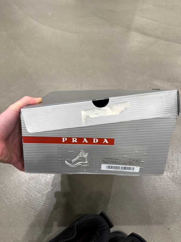 AW1999 Prada black pony hair leather boots