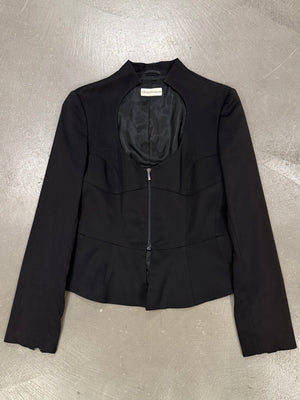 2003 Emporio Armani curved plunge neckline peplum jacket