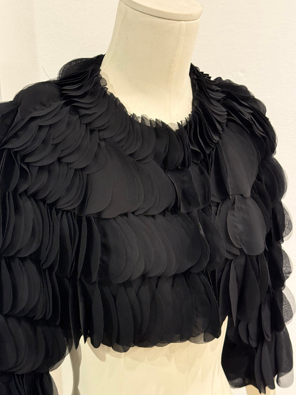 2000s Roberto Cavalli sculptural cropped bolero jacket with tiered petal detailing