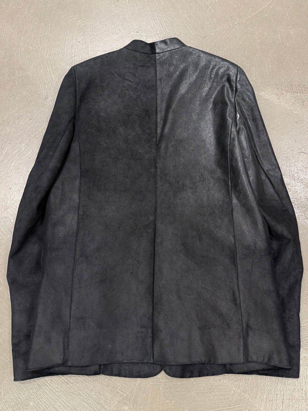 2020s Ann Demeulemeester sample collarless leather blazer