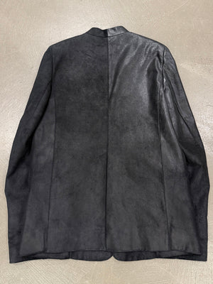 2020s Ann Demeulemeester sample collarless leather blazer