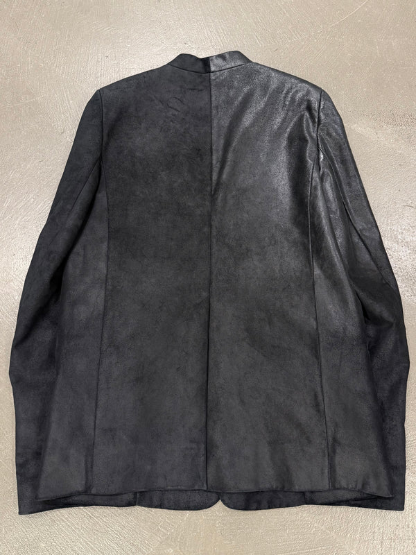2020s Ann Demeulemeester sample collarless leather blazer