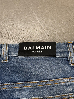 2010s Balmain distressed slim denim jeans
