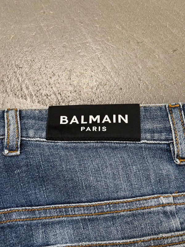 2010s Balmain distressed slim denim jeans