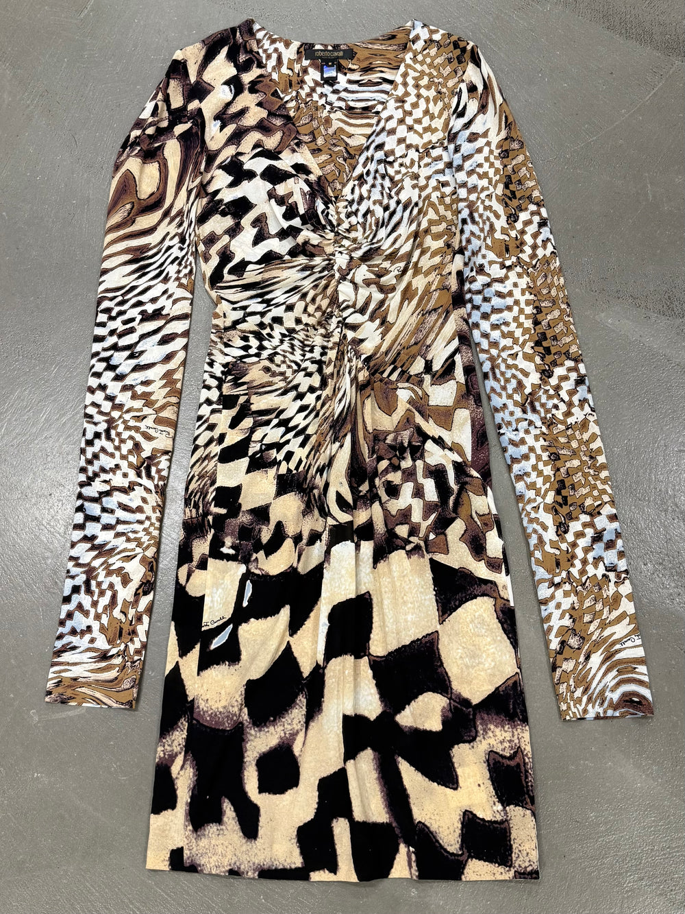 2003 Roberto Cavalli geometric psychedelic dress
