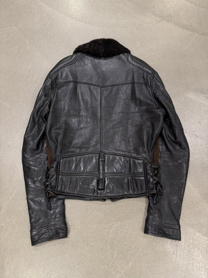 A/W2005 Dolce & Gabbana shearling collar leather biker jacket