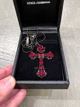 Load image into Gallery viewer, 2000s Dolce &amp; Gabbana red stone cross necklace
