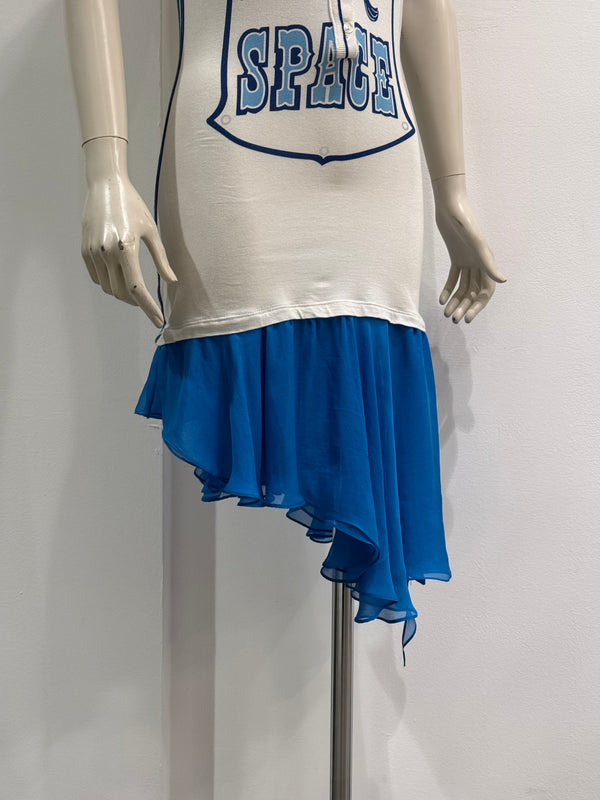 2000s Dolce & Gabbana sleeveless ruffle hem hybrid polo dress