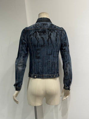 A/W 1997-1998 Walter Van Beirendonck “kiss the future” painted denim jacket