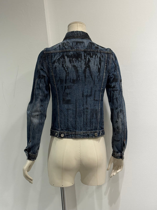 A/W 1997-1998 Walter Van Beirendonck “kiss the future” painted denim jacket
