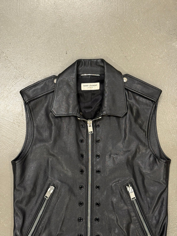 S/S2015 Saint Laurent Paris by Hedi Slimane biker leather vest