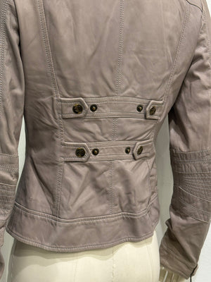 2000s Cavalli asymmetric military leather jacket