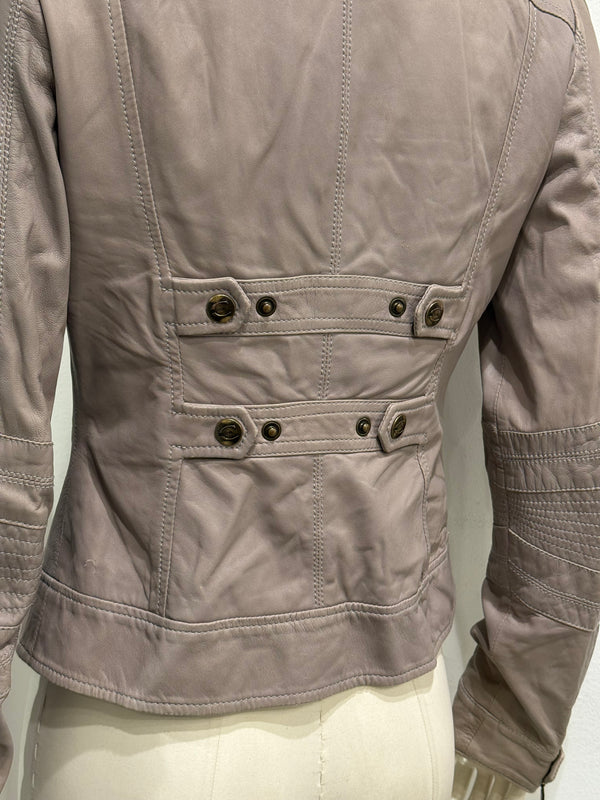 2000s Cavalli asymmetric military leather jacket