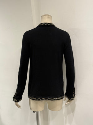 S/S2006 Chanel black cashmere jacket with chain trim