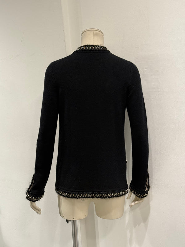 S/S2006 Chanel black cashmere jacket with chain trim