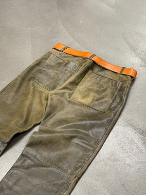 1990s Dirk Bikkembergs distressed leather belted pants