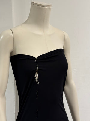 2003 Jean Paul Gaultier draped strapless mini dress & skirt with chain