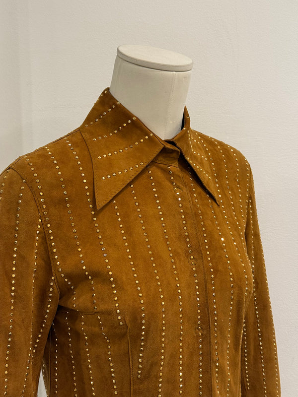 2001 Dolce & Gabbana studded embellished suede leather jacket