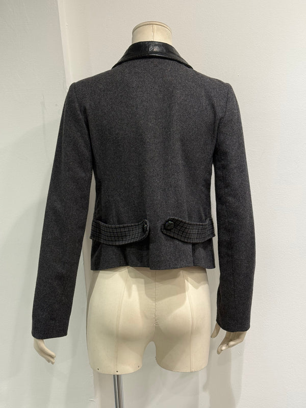 2000s Dolce & Gabbana patent collar wool jacket