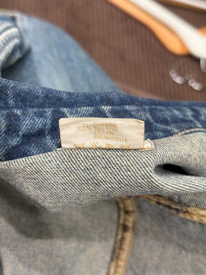 2000s Roberto Cavalli fitted paneled denim jacket