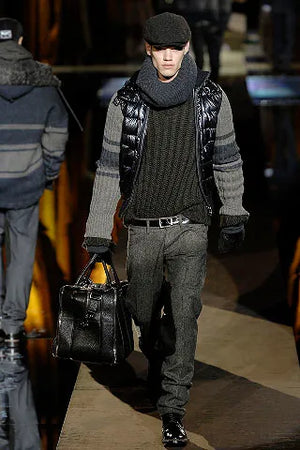 A/W2008 Dolce & Gabbana runway puffer hybrid jacket with knit sleeves