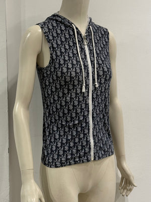 S/S2002 Christian Dior by Galliano monogram zipped vest with hoodie