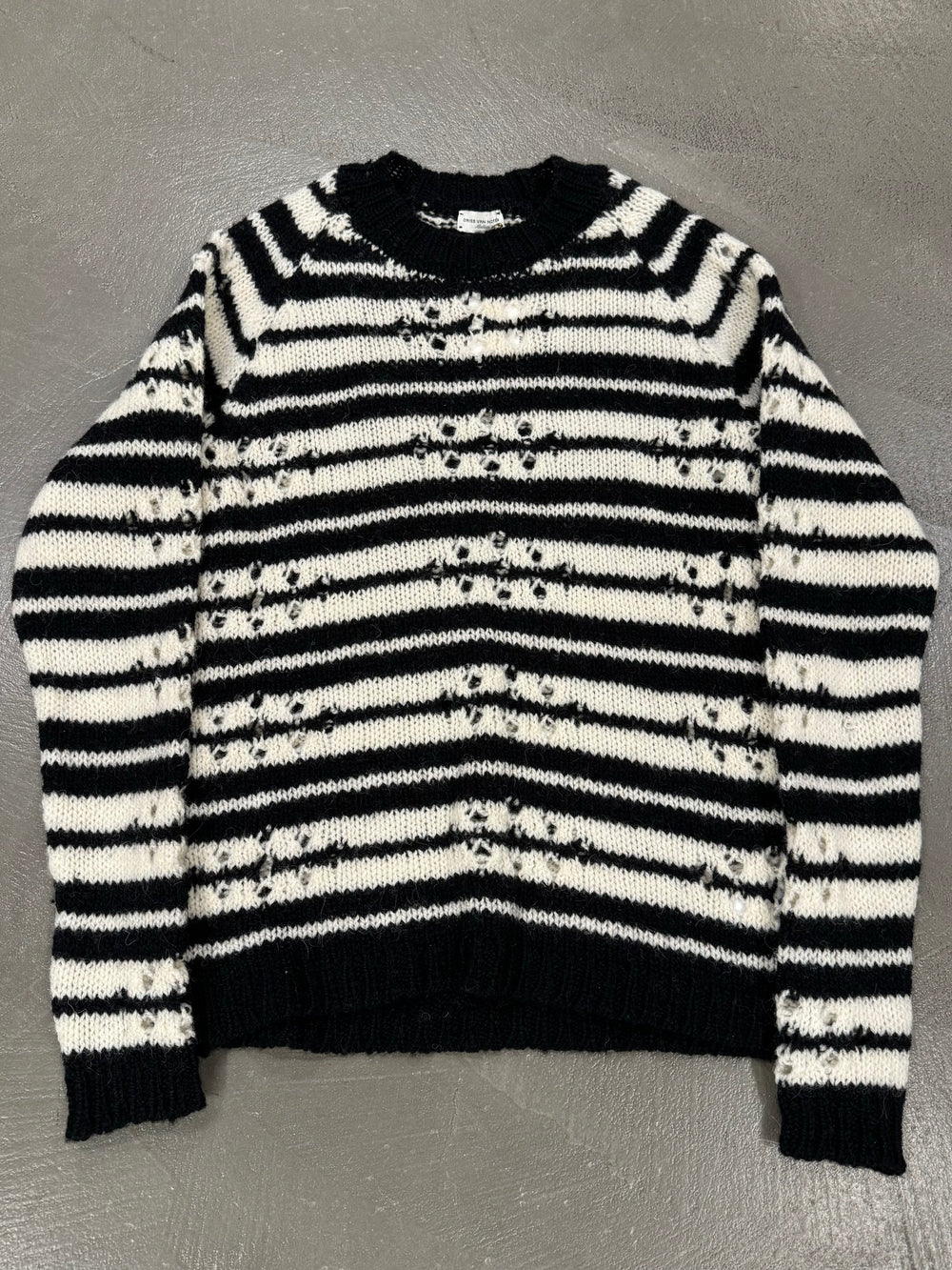 A/W2024 Dries Van Noten distressed stipe knit