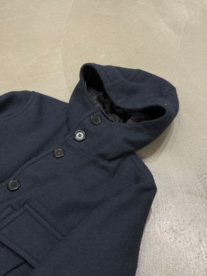 2000s Prada heavy wool pocket hooded coat