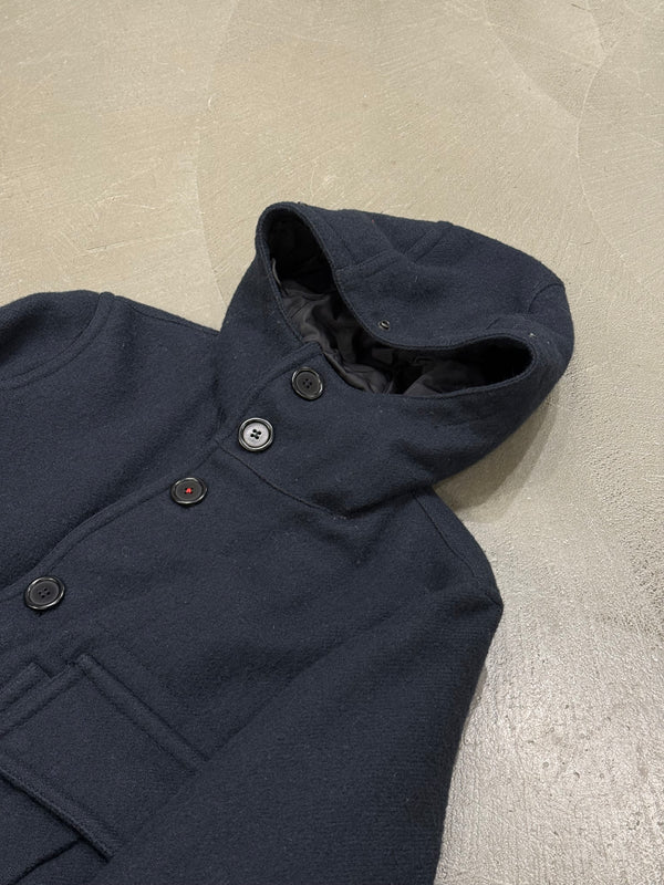 2000s Prada heavy wool pocket hooded coat