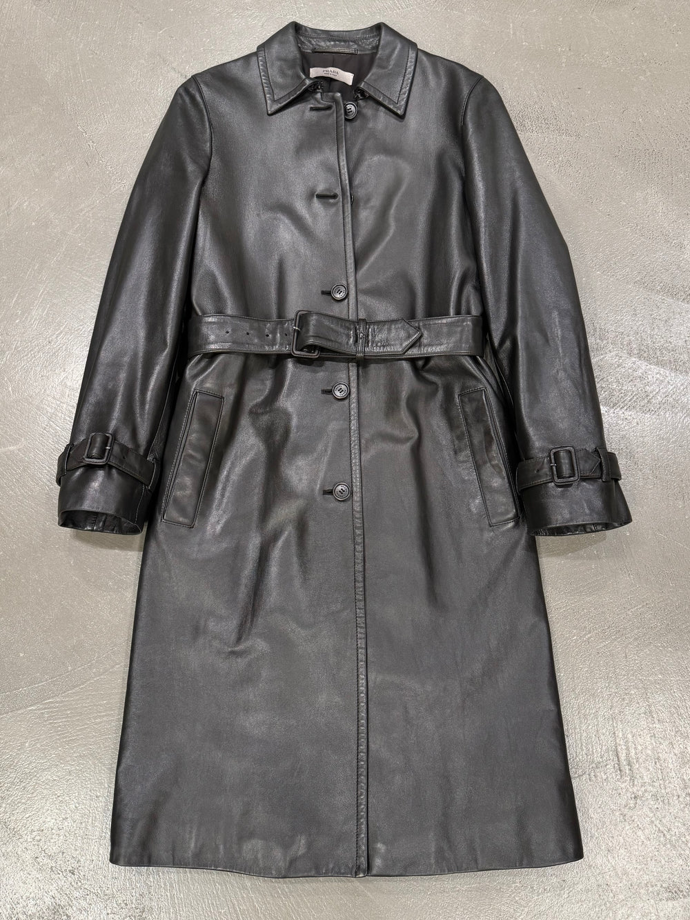 1990s Prada long leather coat