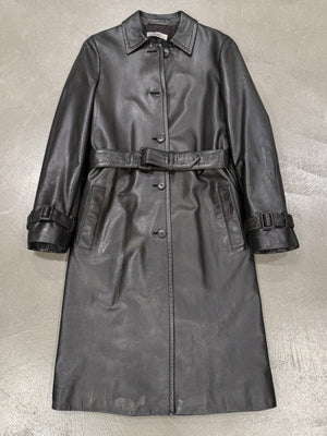 1990s Prada long leather coat