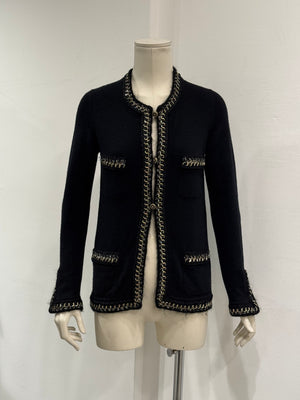 S/S2006 Chanel black cashmere jacket with chain trim