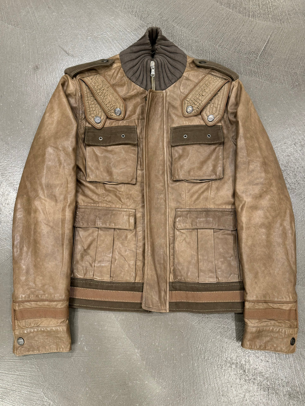 2000s Cavalli sergeant m65 leather jacket