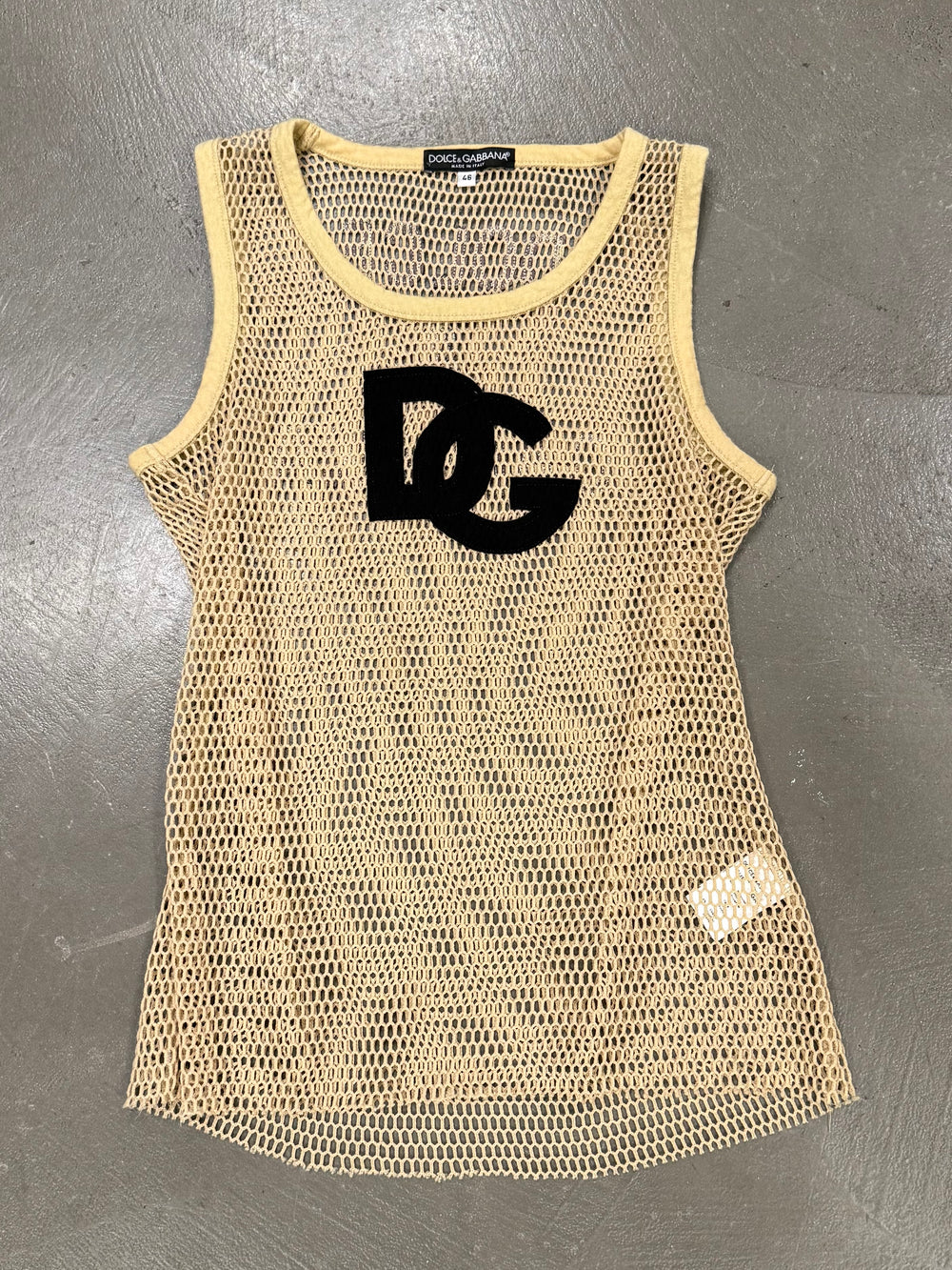 Dolce & Gabbana goat leather logo mesh tank top