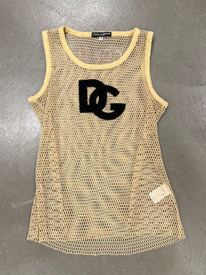 Dolce & Gabbana goat leather logo mesh tank top