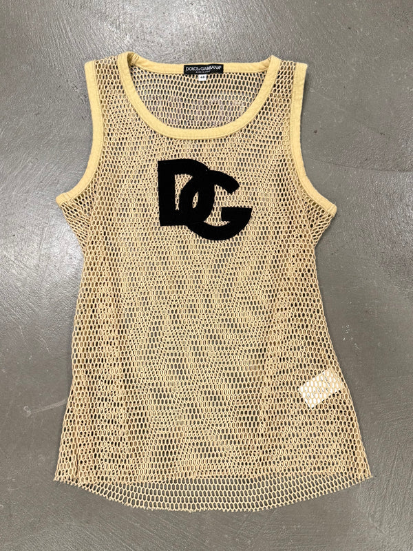 Dolce & Gabbana goat leather logo mesh tank top