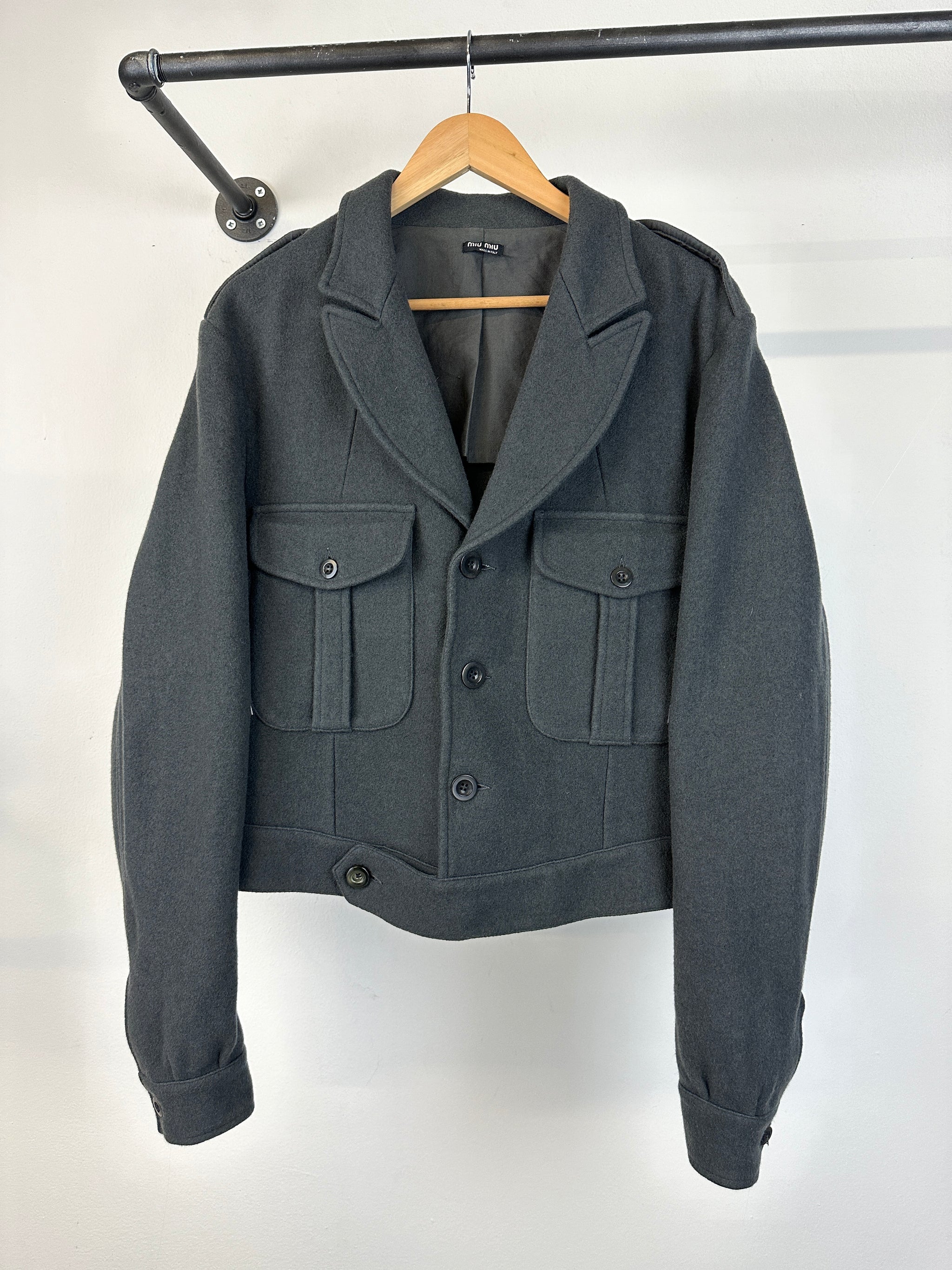 2000s Miu Miu Cargo wool cropped jacket – elevated archives 2000s Miu Miu Cargo wool cropped jacket – elevated archives