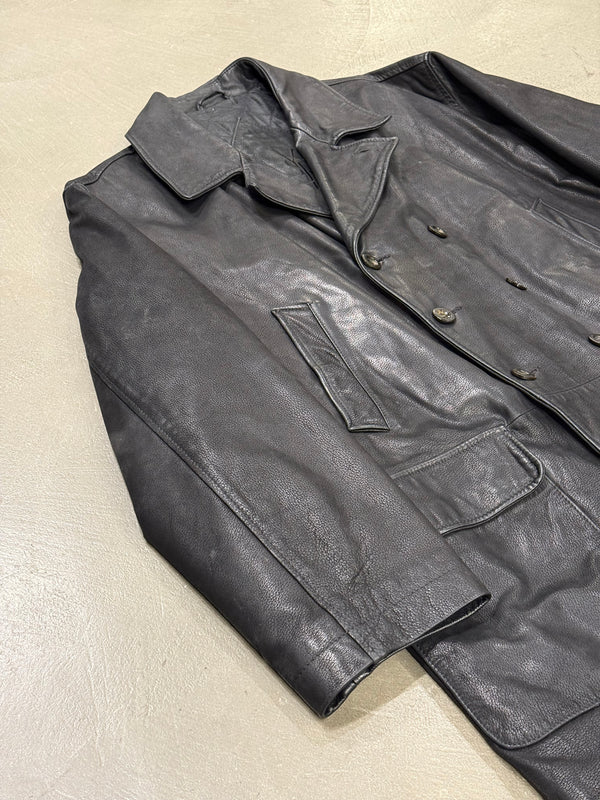 1990s Yves Saint Laurent heavy leather coat