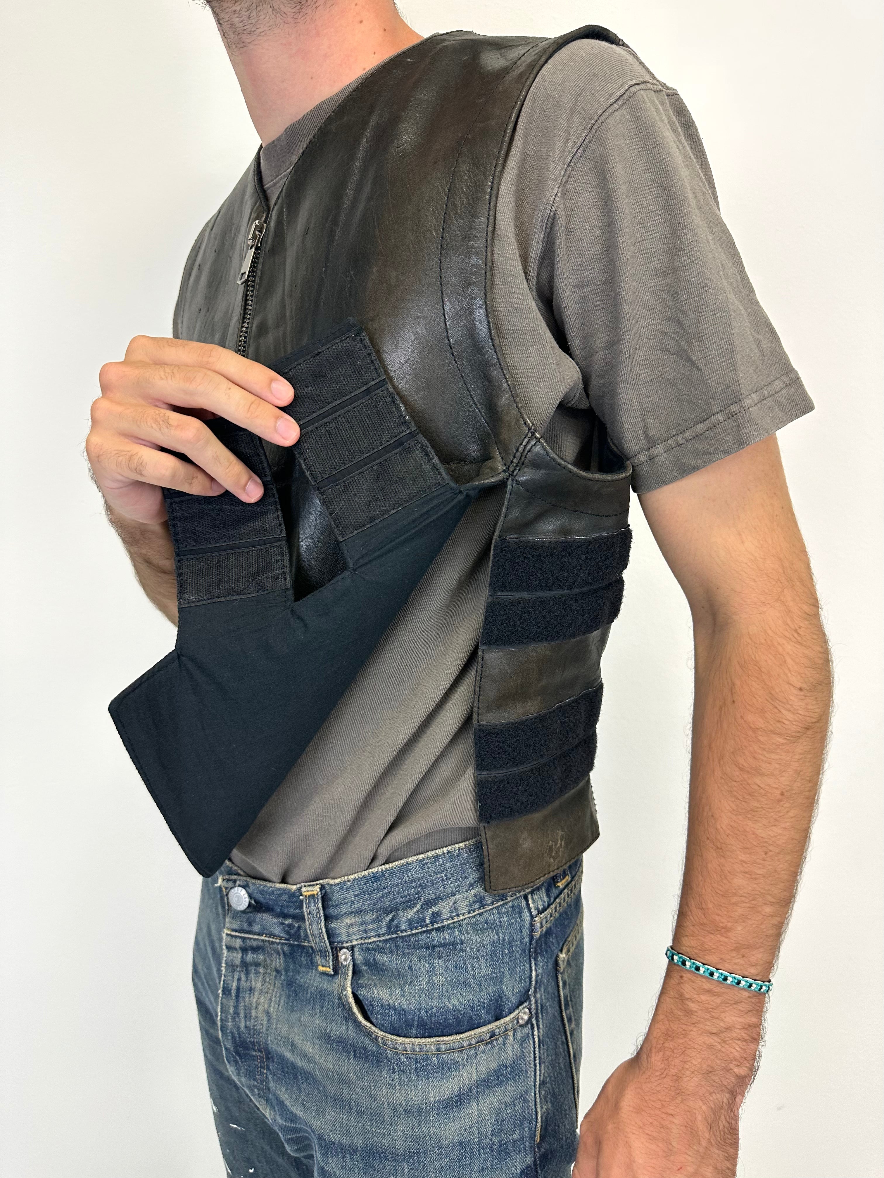 AW1995 Dirk Bikkembergs velcro straps leather vest AW1995 Dirk Bikkembergs velcro straps leather vest