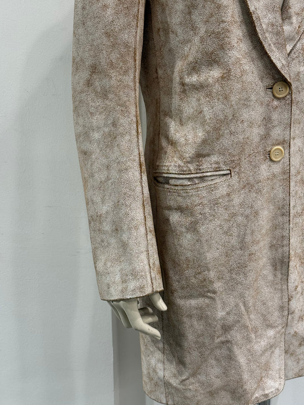 S/S2002 Ann Demeulemeester distressed cracked leather coat