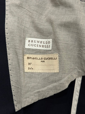 2010s Brunello Cucinelli navy tailored long blazer coat